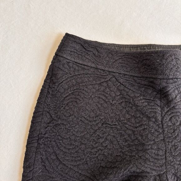 St John Black Floral Jacquard Textured Slim Leg Ankle Slit Pants Size 2 Metallic - Picture 3 of 7